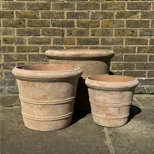 Antique Sand Coni Rim (Pot Size D34xH29cm) Planter Terracotta Outdoor Plant Pot