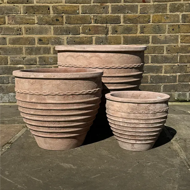 Antique Sand Ribbed Urn Stone Planter (Pot Size D41xH36cm) Terracotta Outdoor Plant Pot - image 1