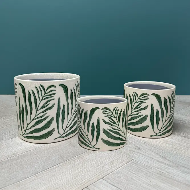 Green Branch Pot (D12.5xH11cm) Glazed Ceramic Plant Pot - image 1