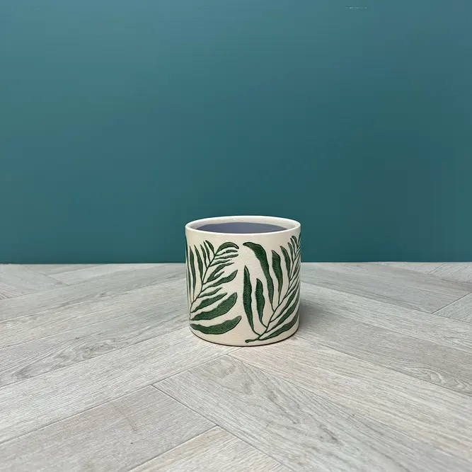 Green Branch Pot (D12.5xH11cm) Glazed Ceramic Plant Pot - image 3