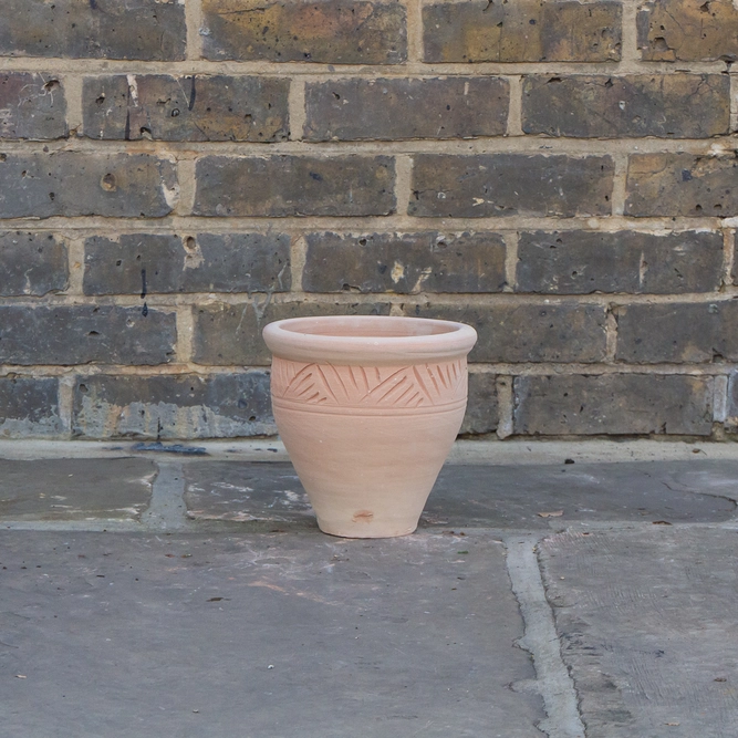 Whitewash Terracotta Handmade Stan Etched Planter (D18cm x H17cm) Outdoor Plant Pot - image 4