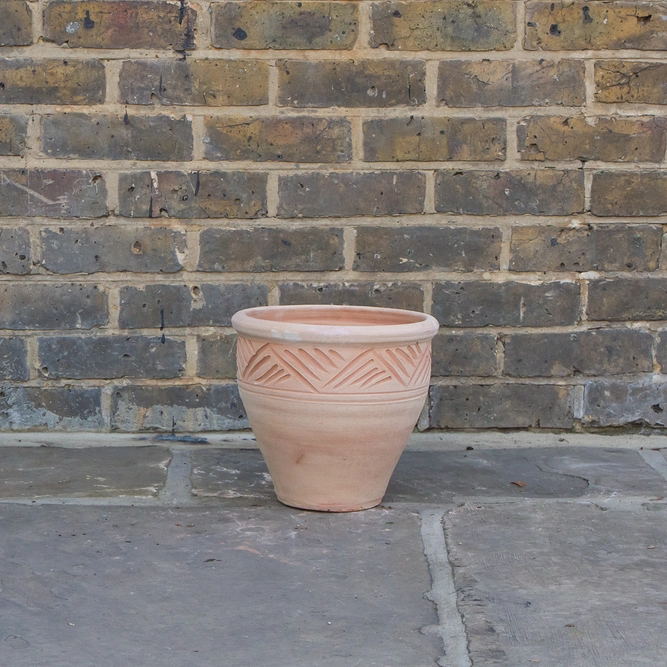 Whitewash Terracotta Handmade Stan Etched Planter (D18cm x H17cm) Outdoor Plant Pot - image 6