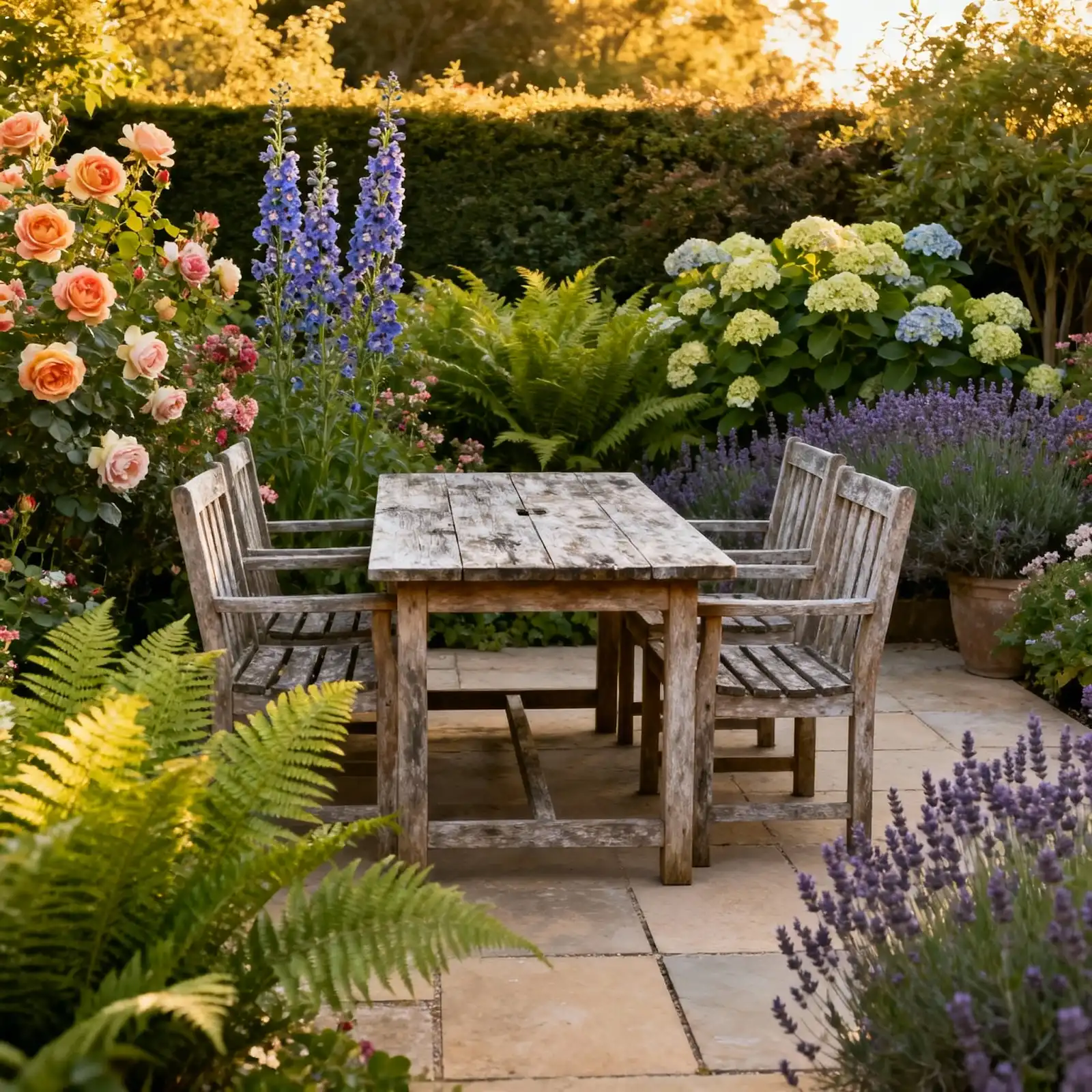 contemporary UK garden featuring a mix of flowering perennials