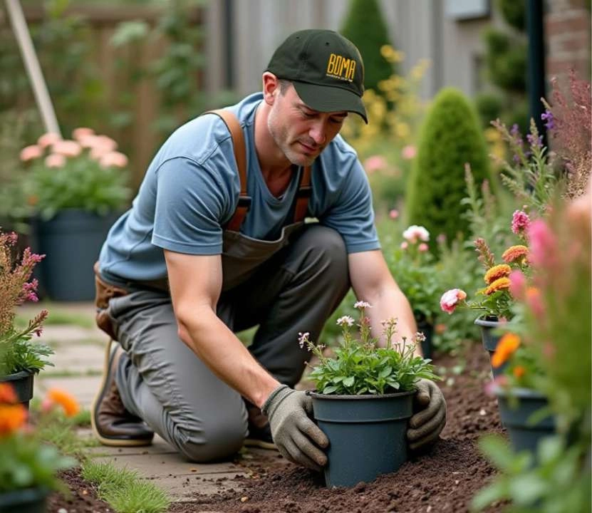 man planting a plant