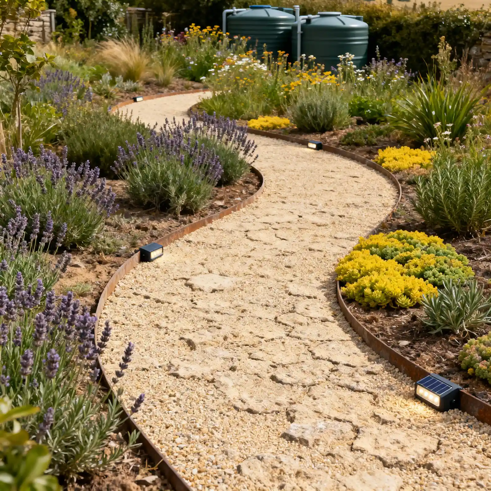 Winding gravel garden path
