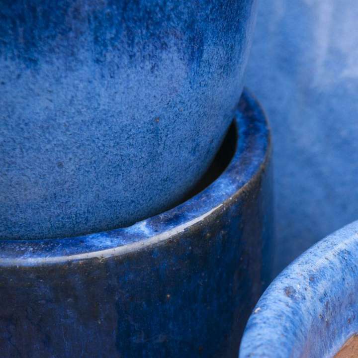 The Boma - Glazed blue handmade outdoor plant pots