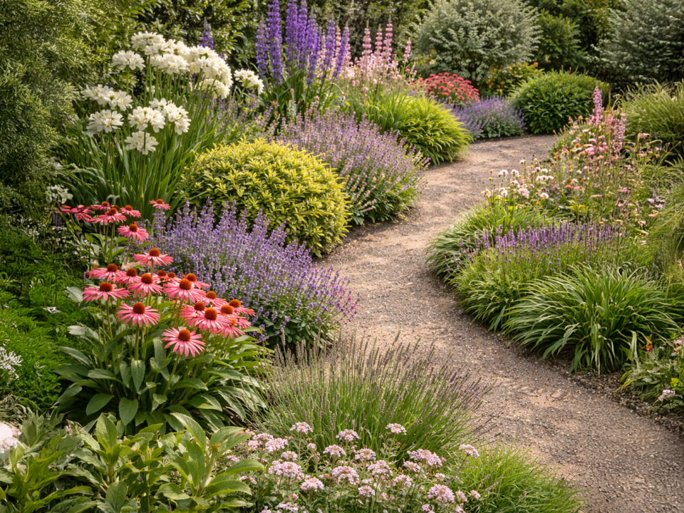 Perennials and shrubs planting schemes