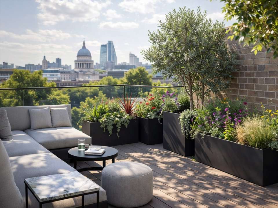Courtyard and roof terrace container planting
