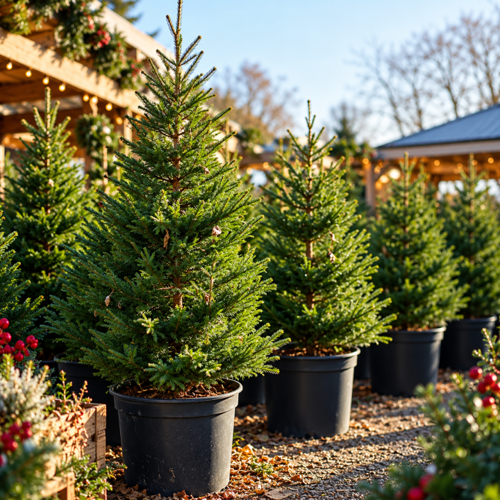 Pot Grown Christmas Trees at Boma Garden Centre Kentish Town London