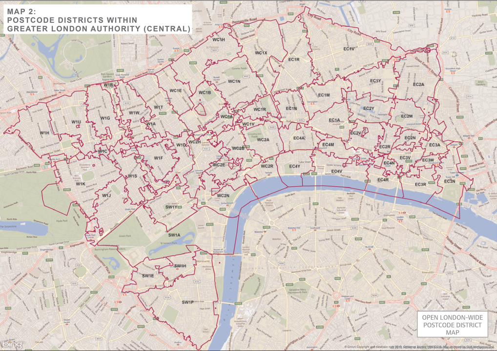 Central London Postcode Map for Boma Garden Centre Local Delivery