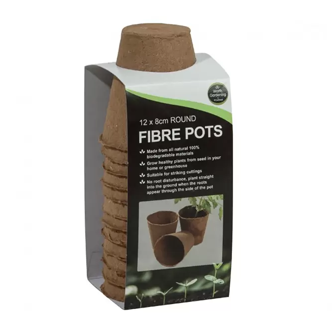 12 x 8cm Round Fibre Pots - image 1