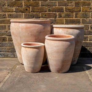 Aged Terracotta Belly Rim Stretched Planter (D42cm x H47cm) Handmade Outdoor Plant Pot
