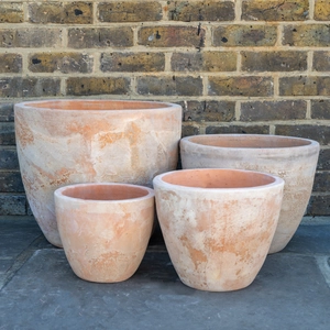 Aged Terracotta Egg Planter (D31cm x H27cm) Handmade Outdoor Plant Pot