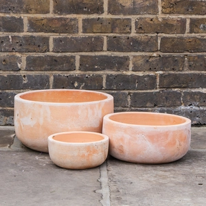 Aged Terracotta Handmade Bowl Planter (D38cm x H20cm) Outdoor Plant Pot - image 1