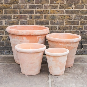 Aged Terracotta Lip Planter (D38cm x H34cm) Handmade Outdoor Plant Pot