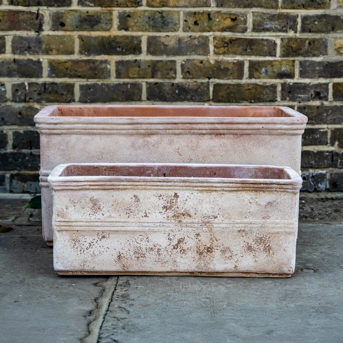 Antico Ribbed Aged Terracotta Trough (W75cmxH37xD37) Outdoor Plant Trough - image 1