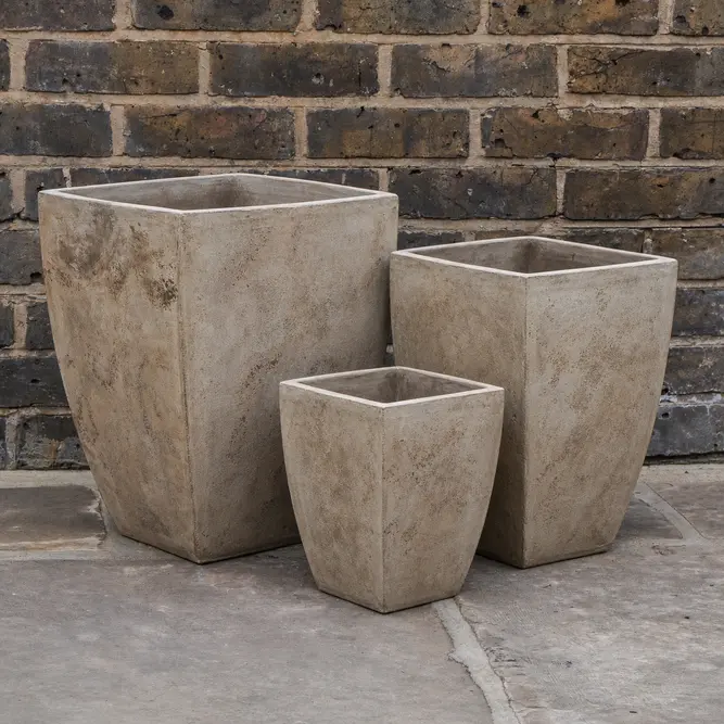 Antico Square Brasilia Aged Terracotta Planter (D35x35x50cm) Handmade Outdoor Planter - image 1