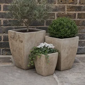 Antico Square Brasilia Aged Terracotta Planter (D35x35x50cm) Handmade Outdoor Planter - image 2