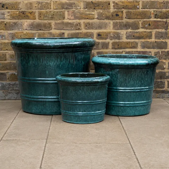 Antique Jade Glazed Orangerie Planter (Pot Size D36cm x H29cm) Handmade Outdoor Plant Pot - image 1
