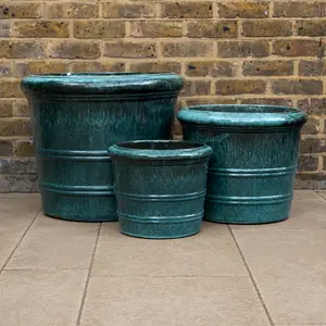 Antique Jade Glazed Orangerie Planter - Handmade Outdoor Plant Pot