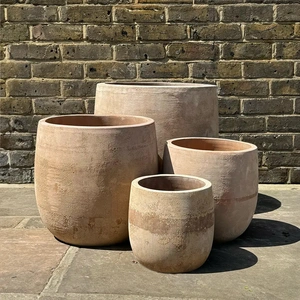 Antique Sand Boolay Stone Tall Planter (D23cm x H20cm) Outdoor Plant Pot - image 1