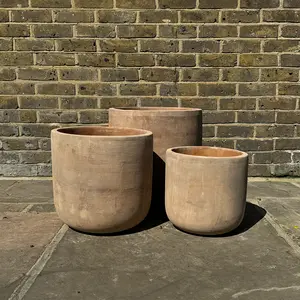 Antique Sand Cylinder Stone Planter (Pot Size D30xH29cm) Terracotta Outdoor Plant Pot - image 1