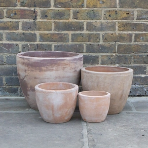 Antique Sand Handmade Egg Stone Planter (D35m x H28cm) Terracotta Outdoor Plant Pot - image 1