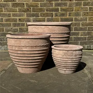 Antique Sand Ribbed Urn (Pot Size D55xH47cm) Terracotta Outdoor Plant Pot - image 1