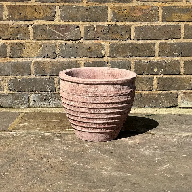 Antique Sand Ribbed Urn Stone Planter (Pot Size D28.5xH24cm) Terracotta Outdoor Plant Pot - image 3
