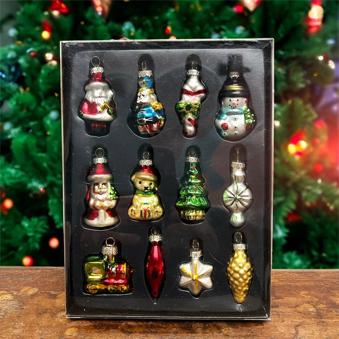 Assorted Glass Hand-painted Christmas Decorations (12 Pck) - image 1