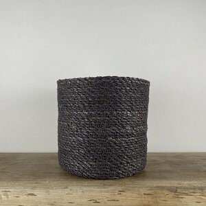 Atlanta Dark Brown Weaved Straw Basket (D14cm x H14cm) Indoor Plant Pot Cover