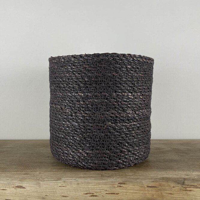 Atlanta Dark Brown Weaved Straw Basket (D18cm x H18cm) Indoor Plant Pot Cover - image 2