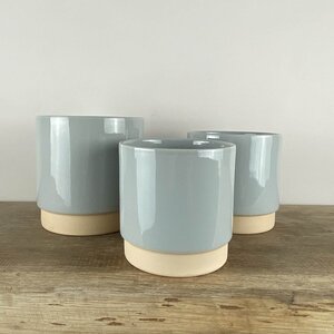Ava Light-Grey Glaze (D11.5cm x H12cm) Indoor Plant Pot Cover - image 3