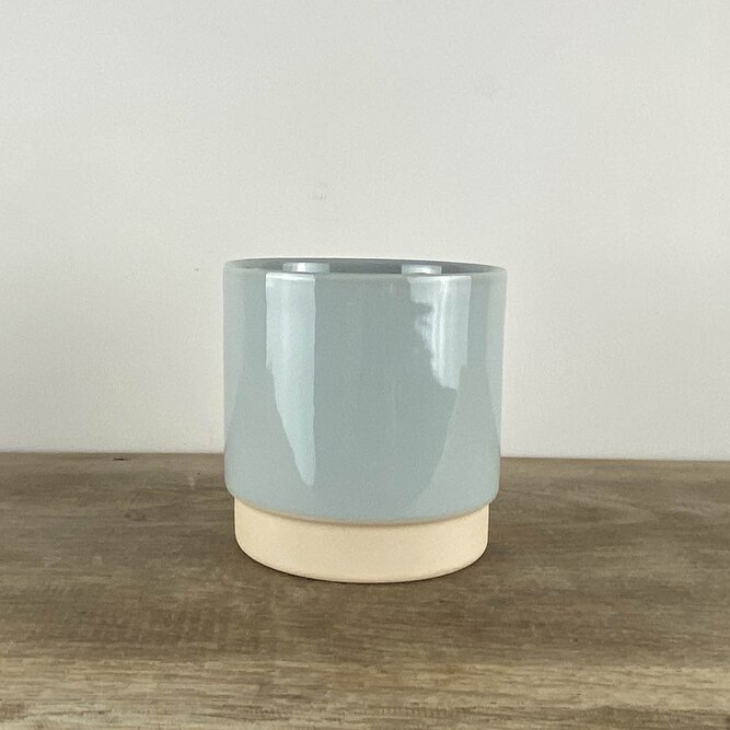 Ava Light-Grey Glaze (D10cm x H11cm) Indoor Plant Pot Cover - image 1