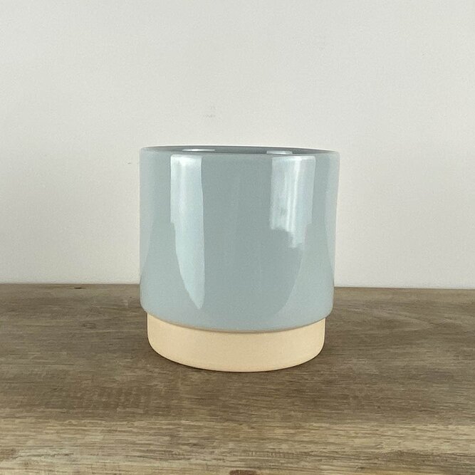 Ava Light-Grey Glaze (D11.5cm x H12cm) Indoor Plant Pot Cover - image 1