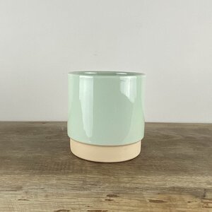 Ava Soft-Mint Glaze (D10cm x H11cm) Indoor Plant Pot Cover - image 1