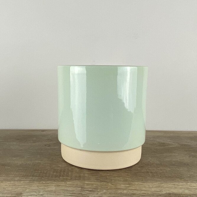 Ava Soft-Mint Glaze (D13cm x H13cm) Indoor Plant Pot Cover - image 1