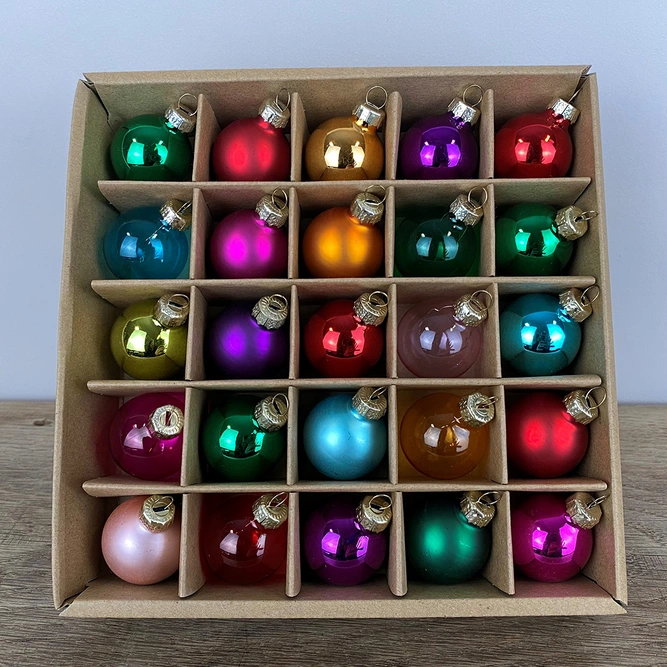 Baubles Clear & Matt Glass Multicolour pack of 25 3.5cm Christmas Tree Decoration - image 1