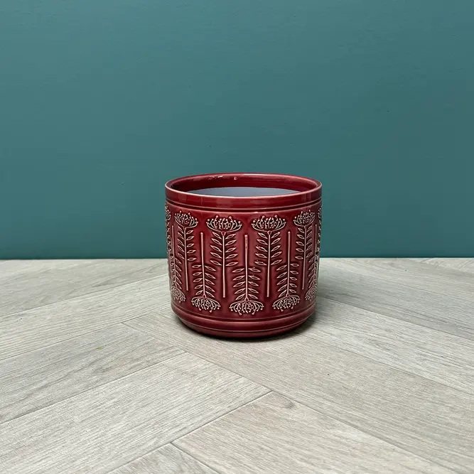 Berry Protea Pot (D12.5xH11cm) Berry Red Ceramic Plant Pot - image 3