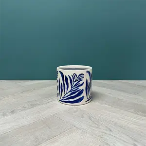 Blue Branch Pot (D12.5xH11cm) Glazed Ceramic Plant Pot - image 3