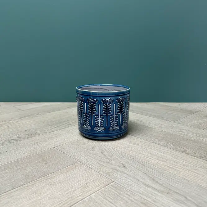 Blue Protea Pot (D12.5xH11cm) Blue Ceramic Plant Pot - image 3