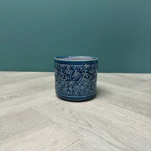 Blue Rudbeckia Pot (D12.5xH11cm) Blue Ceramic Plant Pot - image 3