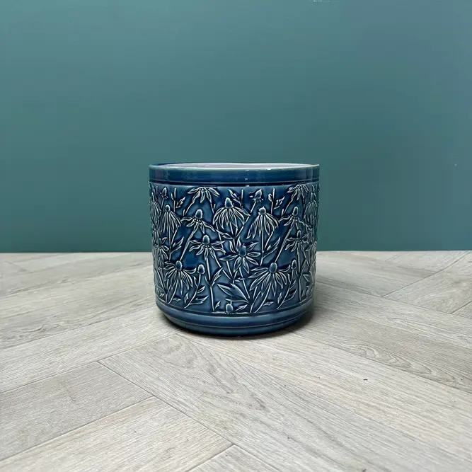 Blue Rudbeckia Pot (D12.5xH11cm) Blue Ceramic Plant Pot - image 4