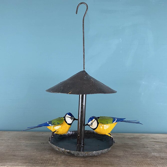 Blue Tit Hanging Feeder Multicoloured sculpture L18cm x W16cm x H41cm - image 1