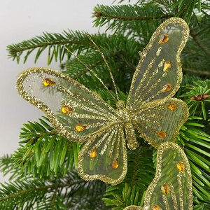 Butterfly Gold clip on 12cm Christmas Tree Decoration - image 1