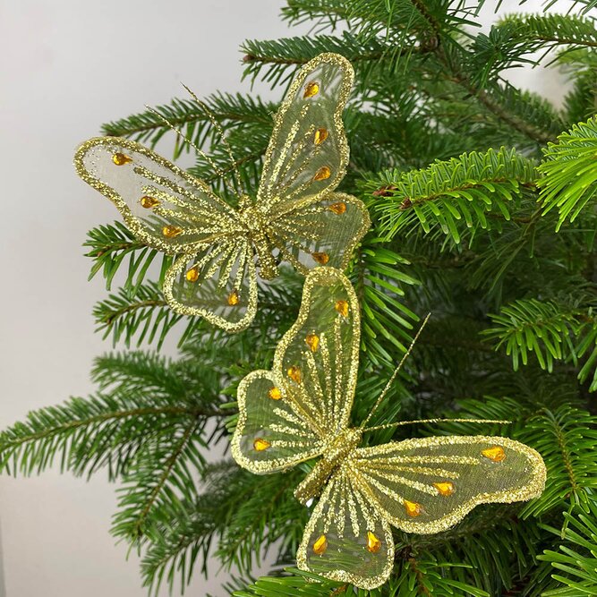 Butterfly Gold clip on 12cm Christmas Tree Decoration The Boma Garden Centre