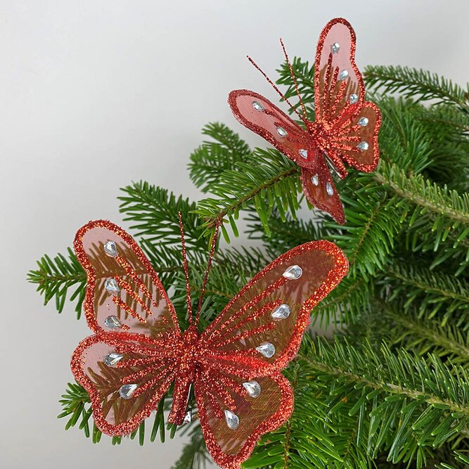 Butterfly Red 12cm Christmas Tree Decoration