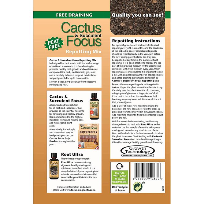 Cactus & Succulent Focus 3L Peat Free Repotting Mix - image 2