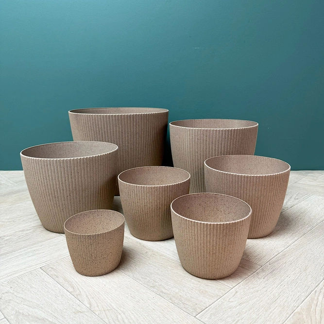 Copa Plastic Indoor Plant Pot Cover - Taupe (Pot Size 14cm) - image 1