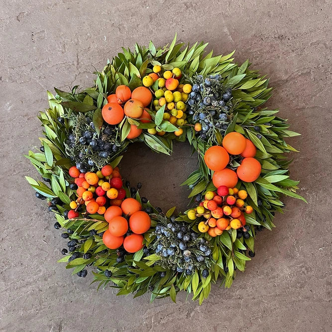 Decorative Fruit Berry & Myrtle Wreath (30cm) Handmade Christmas Wreath - image 1